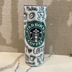 Starbucks Doodle Art Coffee Tumbler - White and Green